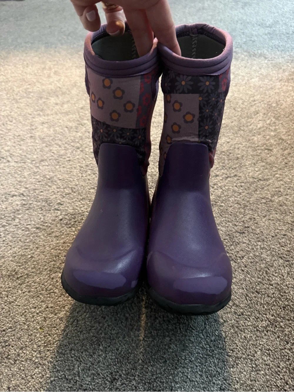 BOGS Purple Floral Kids' Pull-On Rain Boot Sz 12